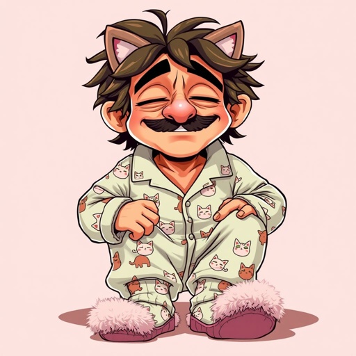 Create a character who is lazy as heck. And you could tell from his face and his entire outfit. Make is funny and the style of the graphic photographic