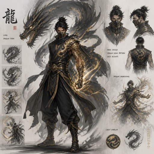 Male superhero with dragon abilities, mask, Asian