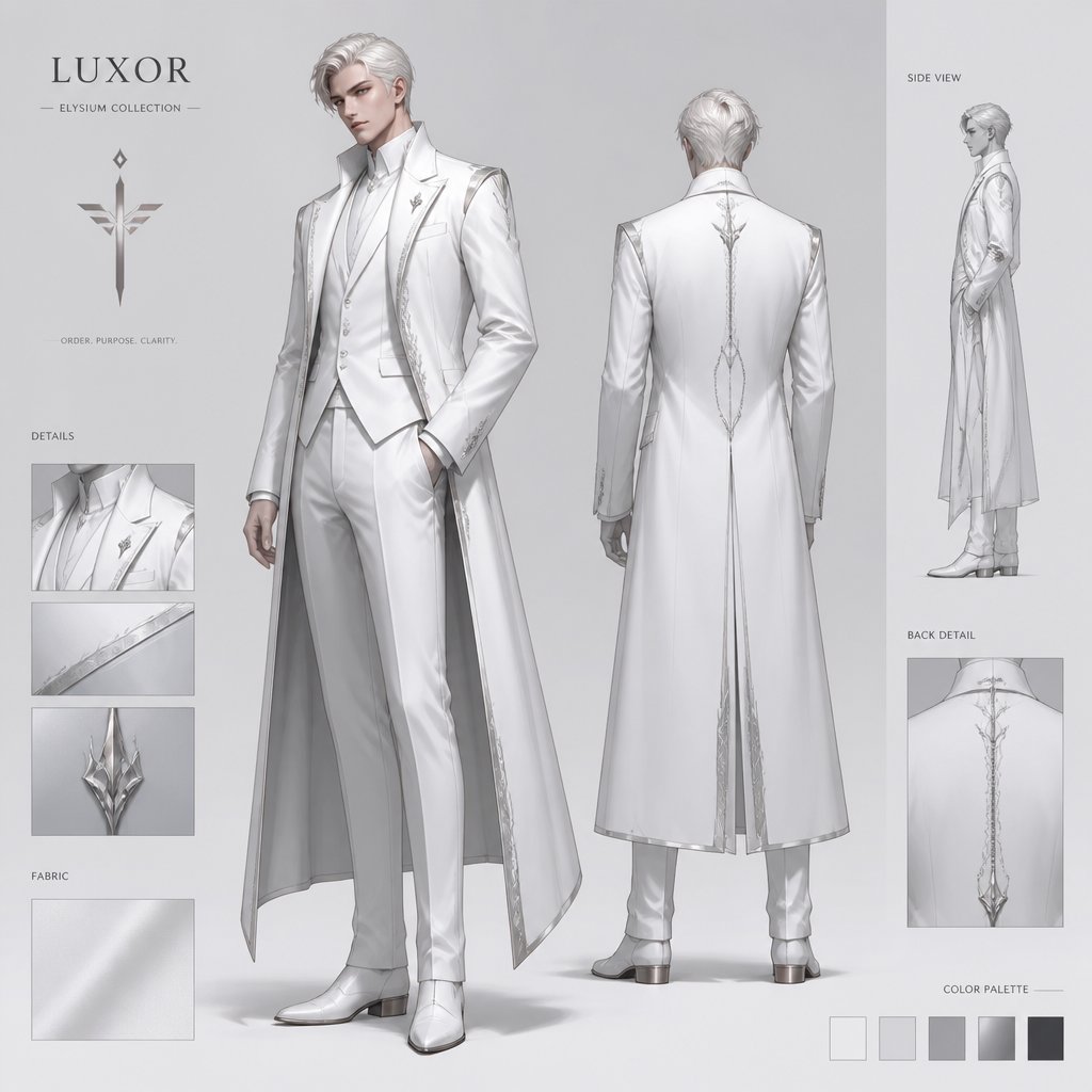 Just a fancy white suit with long jacket and silver lining