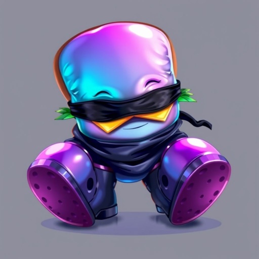 Create a funny looking clumsy sandwhich thief with funny shoes on. Make him have on the bandit black thing around his eyes 