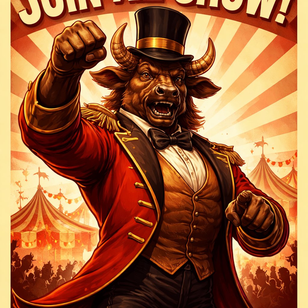 A male medium brown Minotaur with brown eyes that has a well~proportioned figure that works at freak show as the ringmaster. That has abilities of Reality Rejection, Time Manipulation (Chronokineses), Zoolingualism (Language of Cattle only), Human Speech. He’s basically a hybrid with his mother being a human with half-animal (Cretan Cattle) physiology and his father a Cretan Bull.