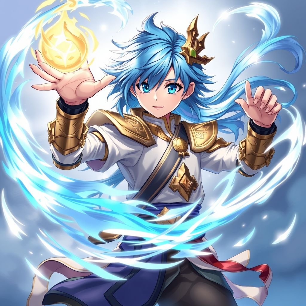Ragazzo giovane di 14 anni. Occhi azzurri, capelli Blue, bello e affascinante. E un guerriero di arti marziali e conosce la magia della creazione o detta anche magia del null