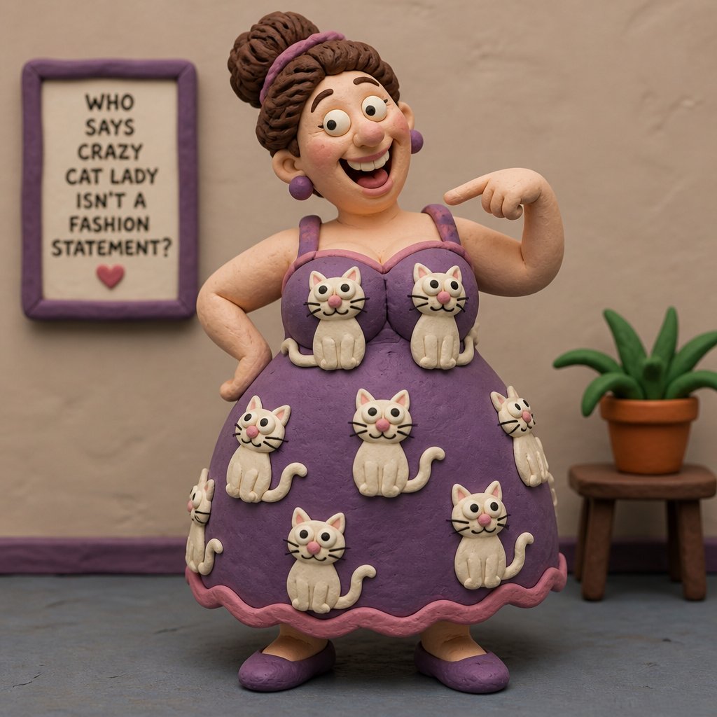 Create a funny white woman wearing funny dress