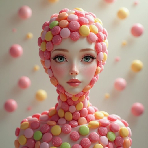 A humanoid that looks like they're made of candy 