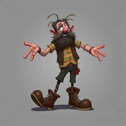 Create a funny adult guy name one eye Willy, who has one eye patched, show entire body head to toe 