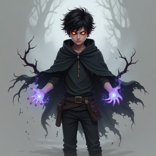 Telekinetic and dark manipulation powers boy teenager 17 years old dark with bad past and mysterious and quite