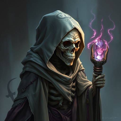 A skeleton mage with a bone staff