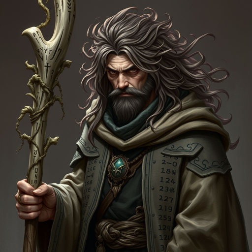 A mage with a bone staff