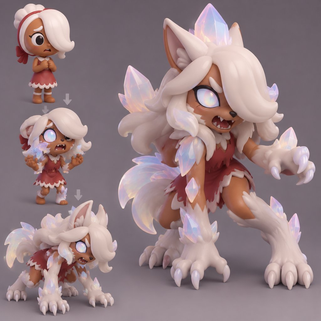 Ginger from Dandy’s world turning into a Opalite Werewolf