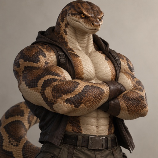 His name is big Bo, a big muscular half man half Bo snake, created to help stop extinction