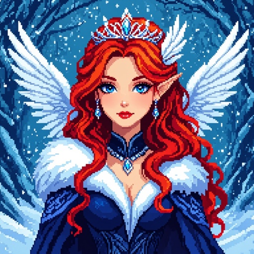 Queen of winter court beautiful mystical red hair wings