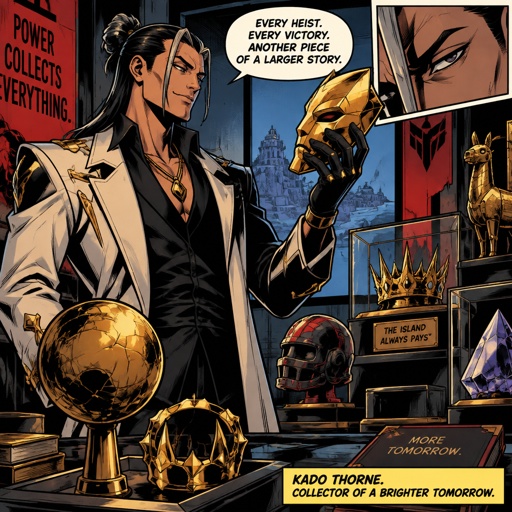 Kado Thorne from Fortnite inspecting his collection 