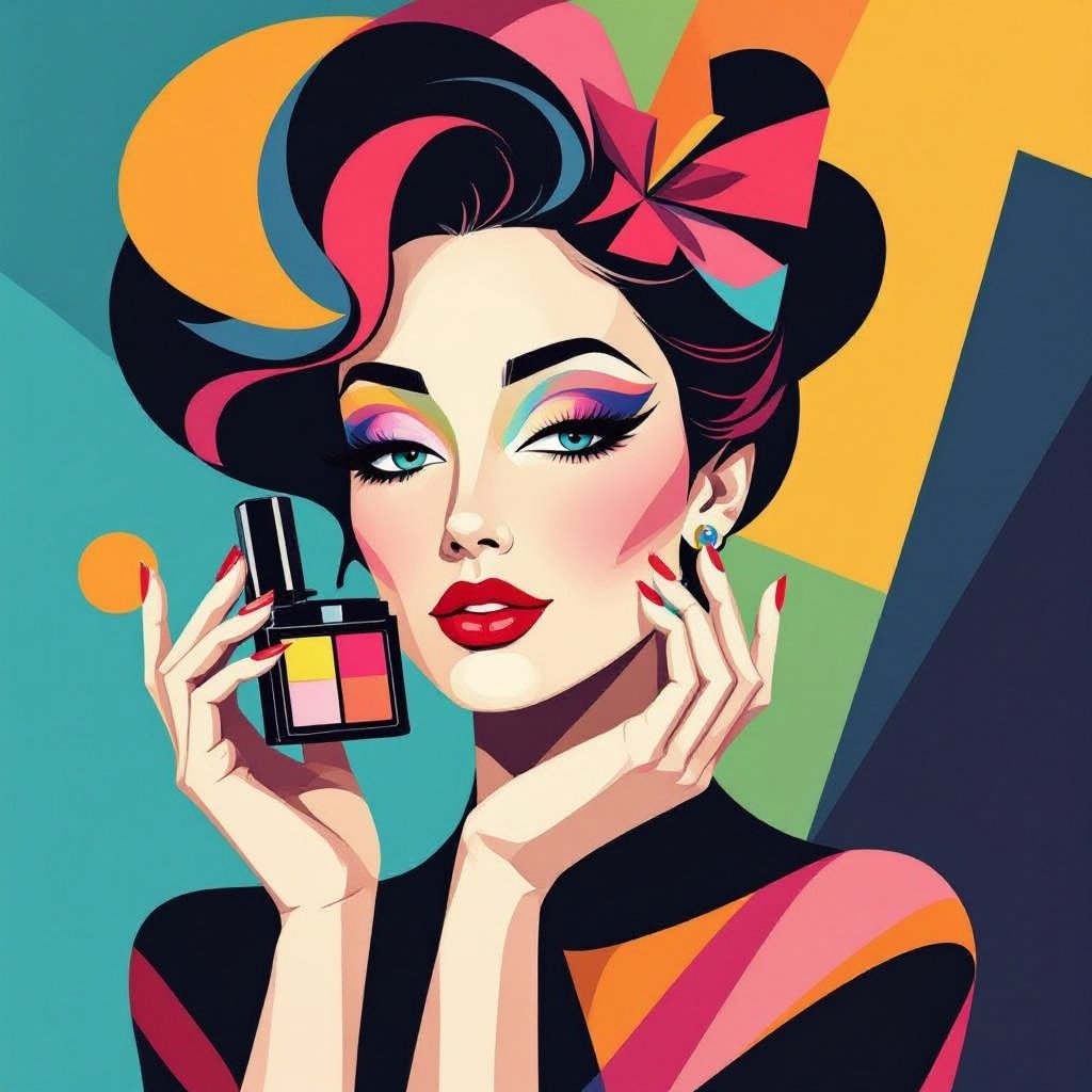Create a character showing there whole body head to toe, a lady who loves beauty products