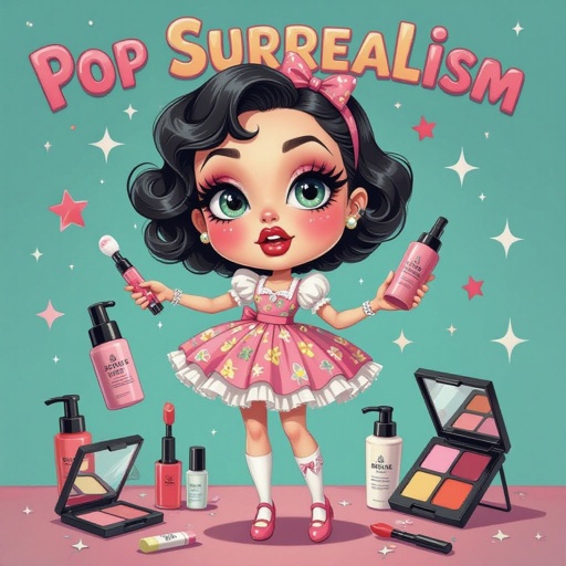 Create a character showing there whole body head to toe, a lady who loves beauty products  