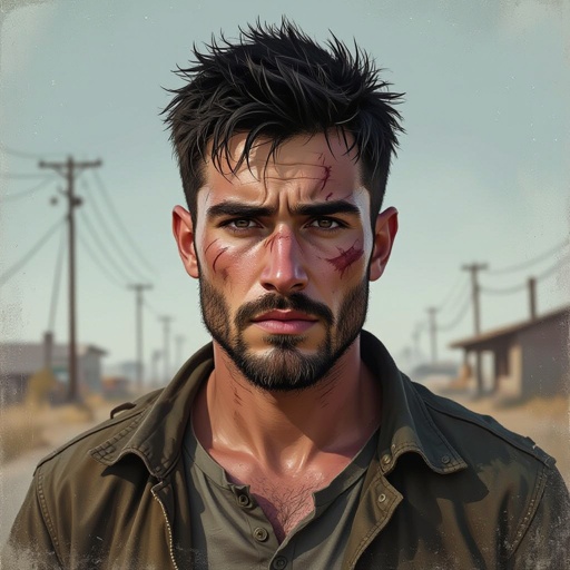 A white man in his early twenties with some facial hair and black short hair