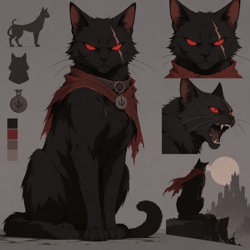 black cat red eyes special scar