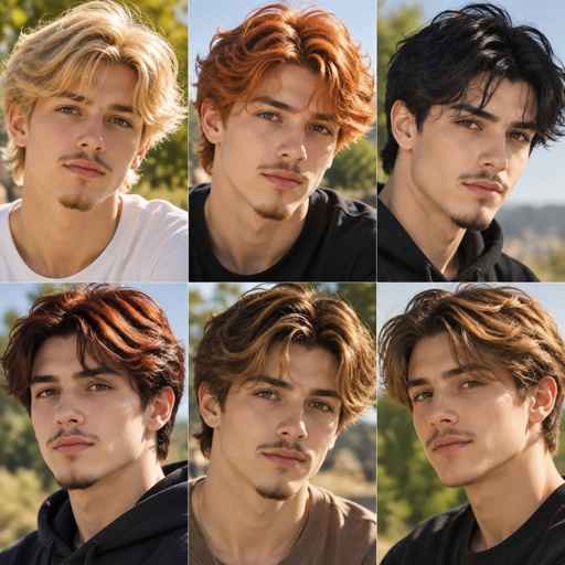 Pencil Mustache Petit Goatee Teen Boy Sunflower Blonde Copper Shimmer Sparkling Amber Black Hair , Black Light Auburn Dark Golden Brown Hair Goatee Beard Pencil Mustache Teen Boy, Black Chocolate Brown Beeline Honey Brown Hair Teen Boy Mustache 