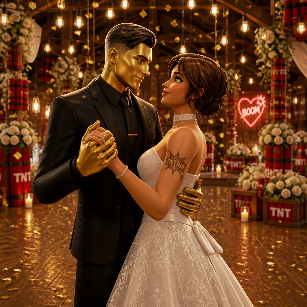 Midas and TNTina from Fortnite getting married and dancing