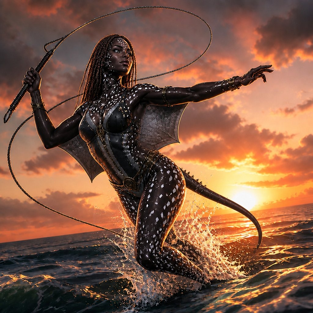 a painting of a woman in a body of water