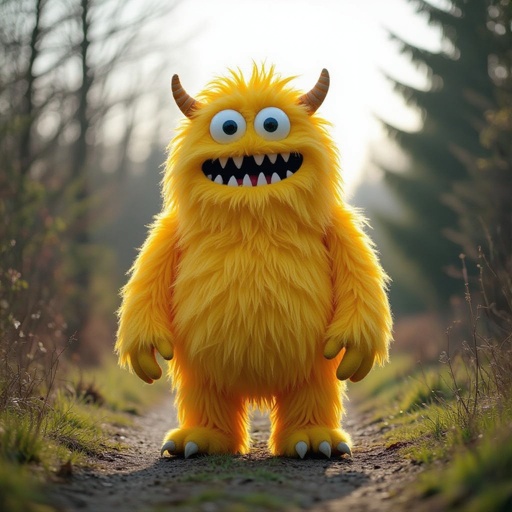 Create a tall puffy yellow funny looking monster