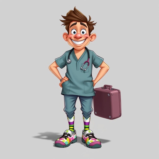 create a doctor. Who is funny human looking from head to toe. And he always immediately results to surgery for anything even small things. So please be sure to show his whole outfit head to toe.