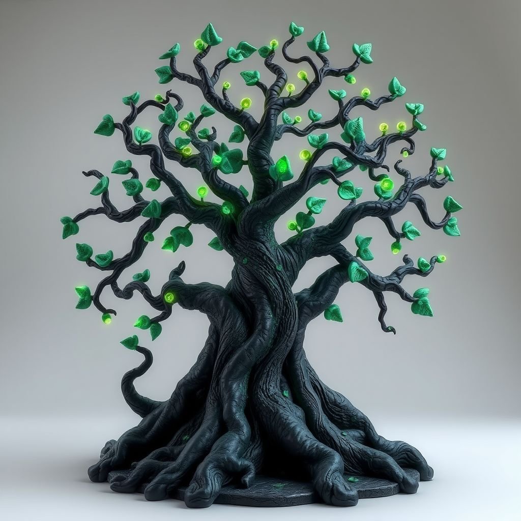 Give me a image of a fantasy dark magic tree