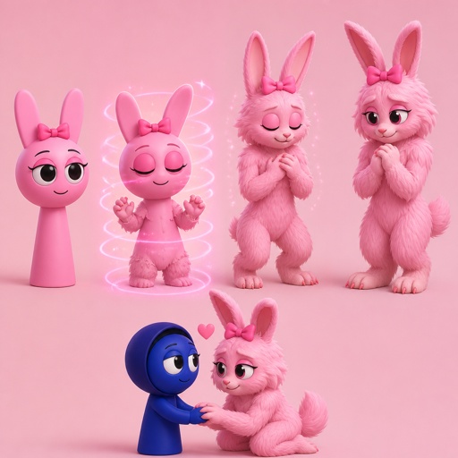 Pinki from Sprunki turning into a wererabbit for Jevin from Sprunki but wererabbit Pinki is still her kind self