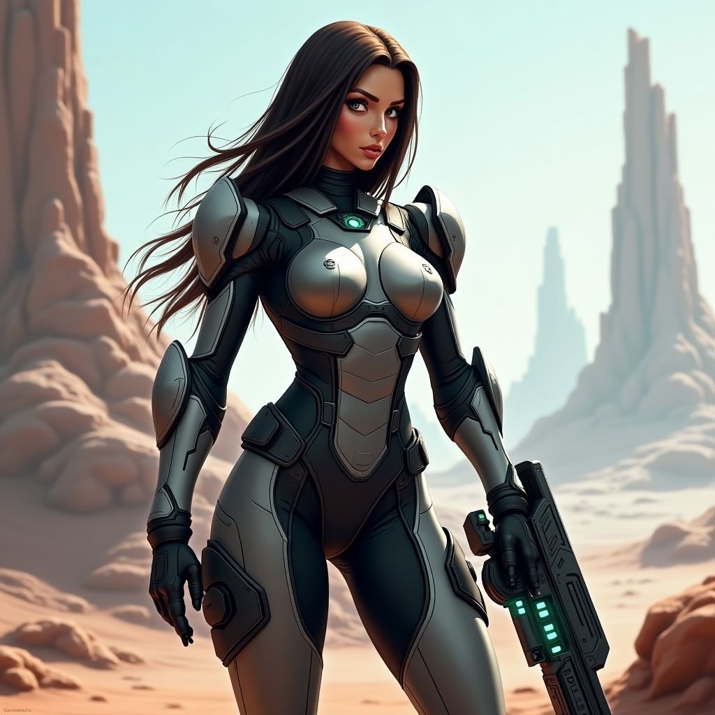 Full Body Mass Effect Babe wielding an Omni tool 