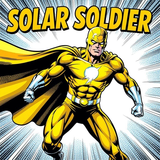 SOLAR SOLDIER. Blinding yellow and white hero bodysuit