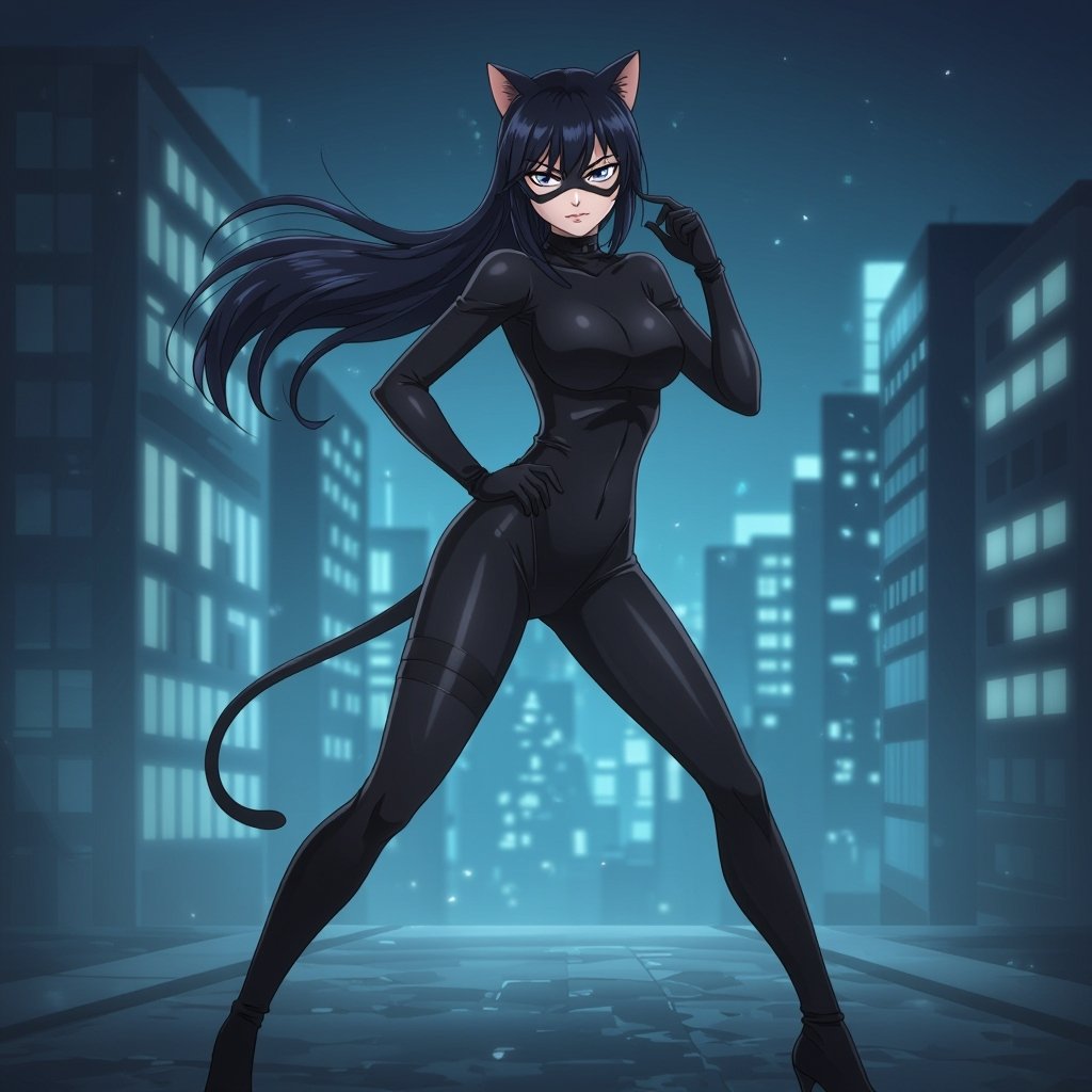 Cat Burglar In tight black spandex suit