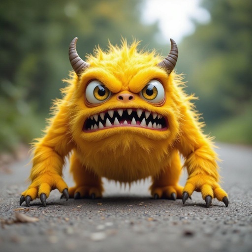 Create a yellow funny looking monster