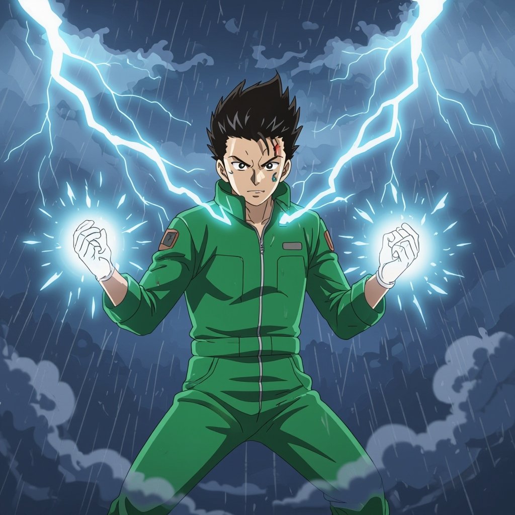 Man in green jumpsuit controlling the weather