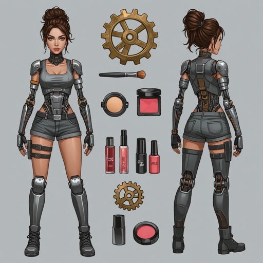 Create a character showing there whole body head to toe, a lady who loves beauty products
