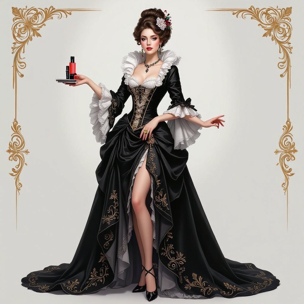 Create a character showing there whole body head to toe, a lady who loves beauty products  