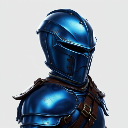 Blue metal armor with cool leather straps