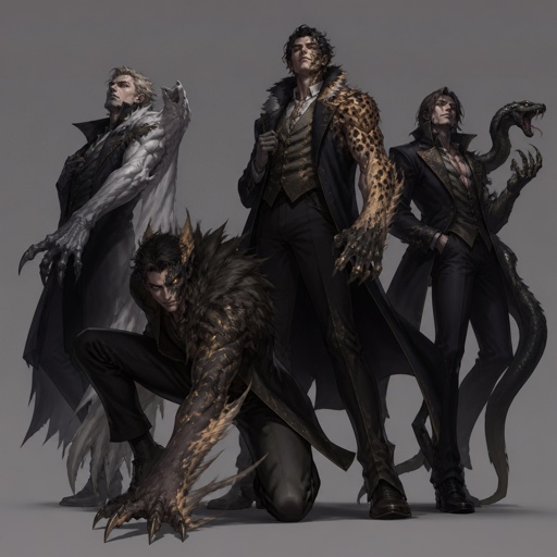 male Villian with the ability to partly transform into animals, multiple of the same character 