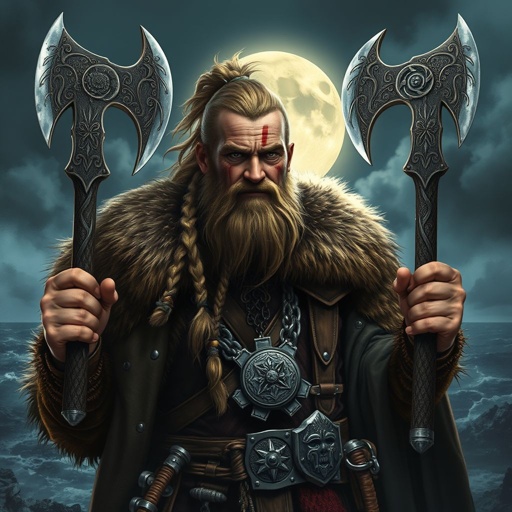 A Viking mercenary with two axes