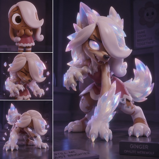 Ginger from Dandy’s world turning into a Opalite Werewolf 