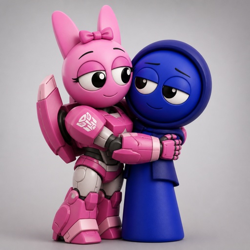 Pinki from Sprunki as Elita one hugging Jevin from Sprunki 