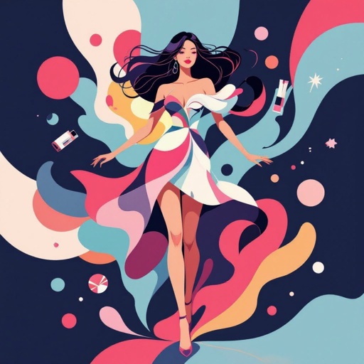 Create a character showing there whole body head to toe, a lady who loves beauty products  