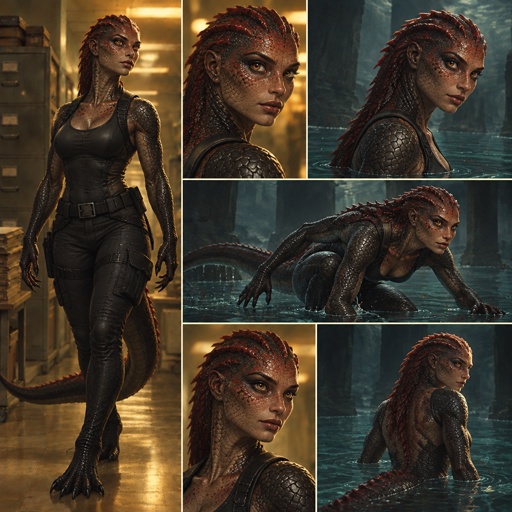 a series of photos of a woman with red hair