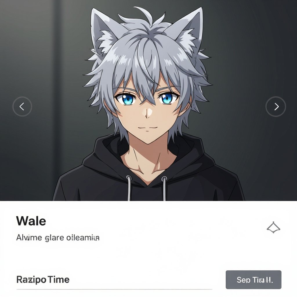 Create an anime guy with wolf ears