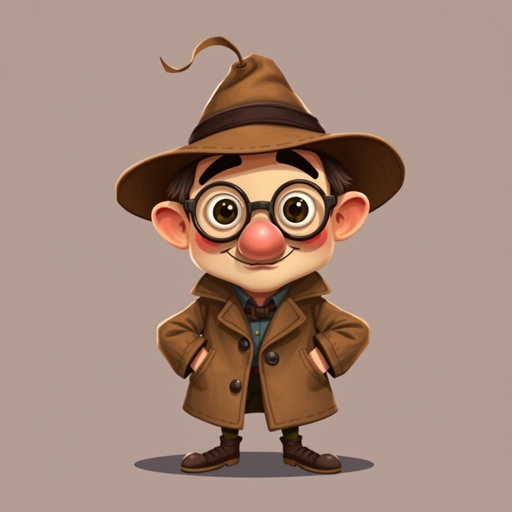 Create a character who is a goofy looking detective, who is confident. But funny looking.