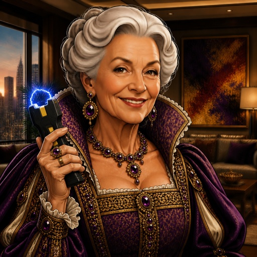 a cartoon of a woman holding a cell phone