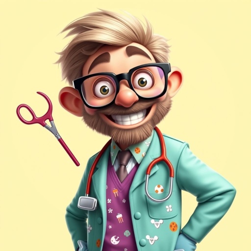 create a doctor. Who is funny human looking from head to toe. And he always immediately results to surgery for anything even small things. So please be sure to show his whole outfit head to toe.