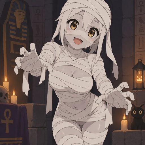 Mummy woman, monster,try to look friendly