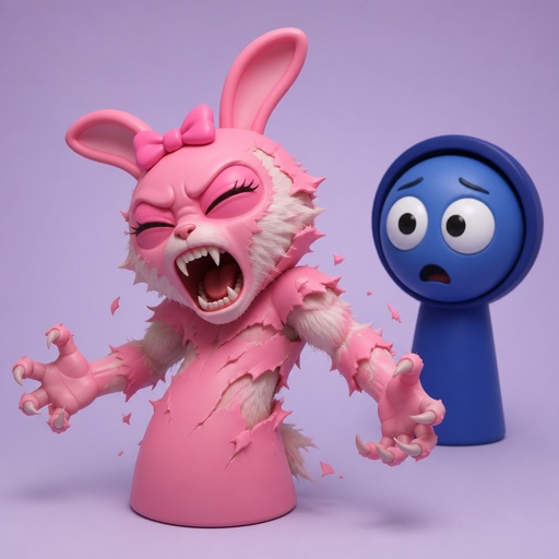 Pinki from Sprunki turning into a WereRabbit in front of Jevin from Sprunki