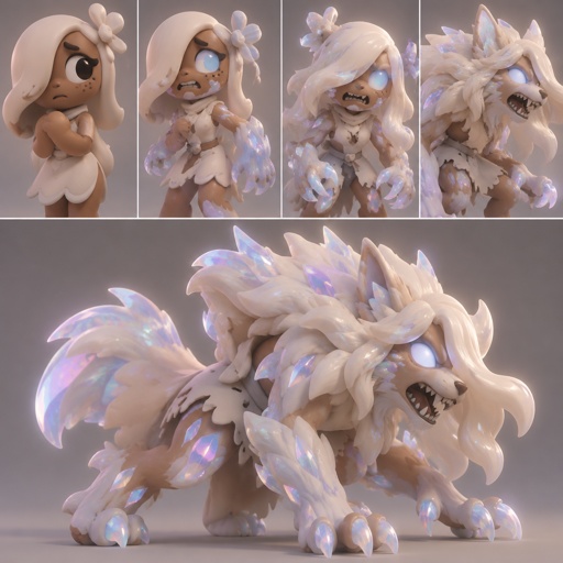 Ginger from Dandys world turning into a Opalite Werewolf 