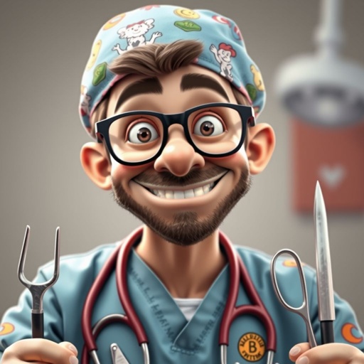 create a doctor. Who is funny human looking from head to toe. And he always immediately results to surgery for anything even small things. So please be sure to show his whole outfit head to toe.