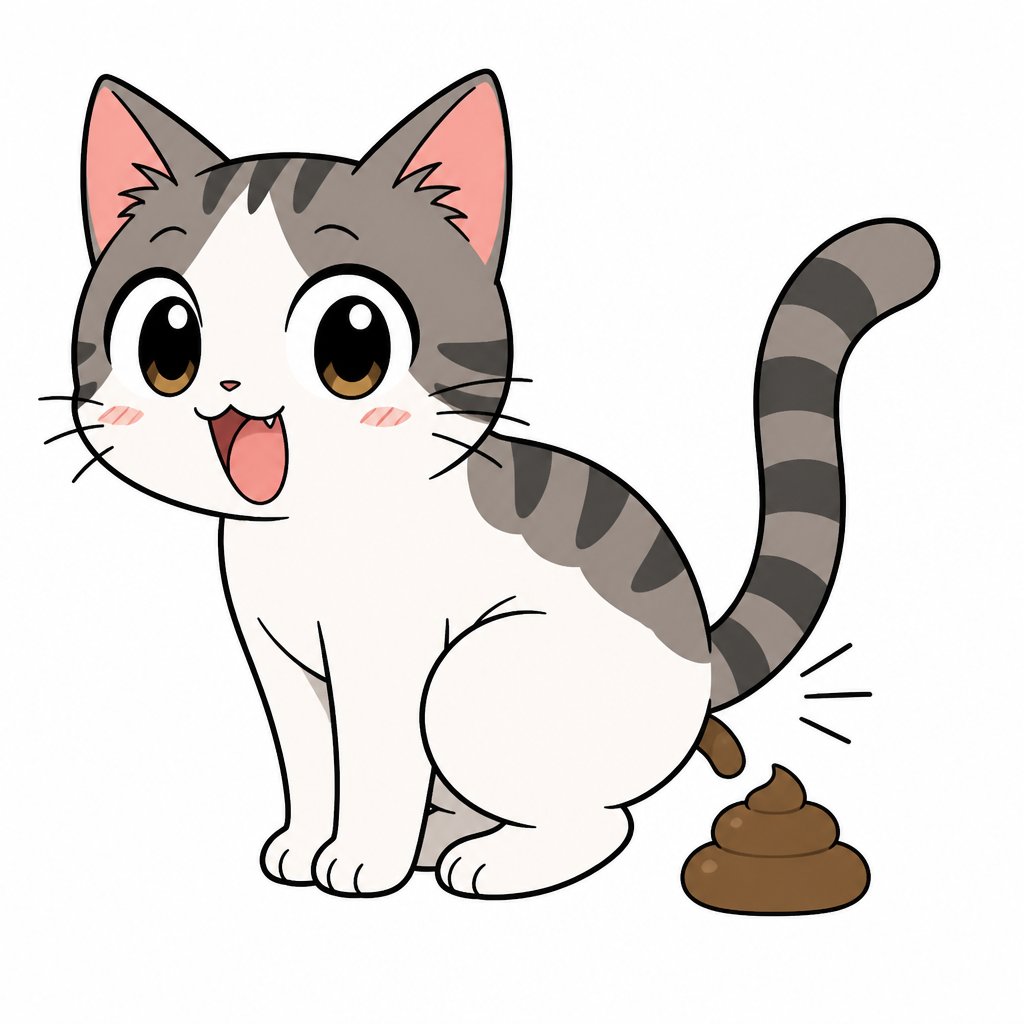 Cat pooping